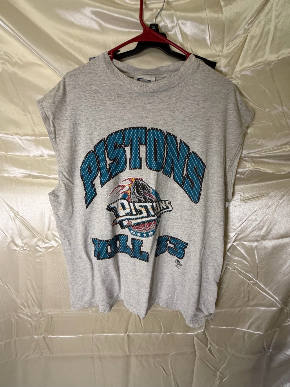 Vintage 90s Detroit Pistons Logo 7 Sleeveless T Shirt NBA Basketball Large